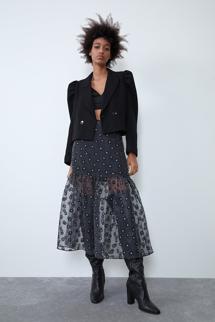 Fashion Black Silk Organza Skirt,Skirts