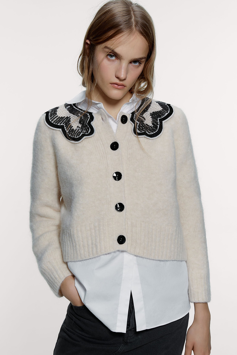 Fashion Khaki Mohair Collared Breasted Coat,Sweater