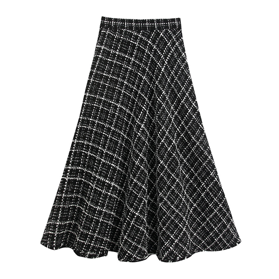 Fashion Lattice Metallic Tweed Skirt,Skirts