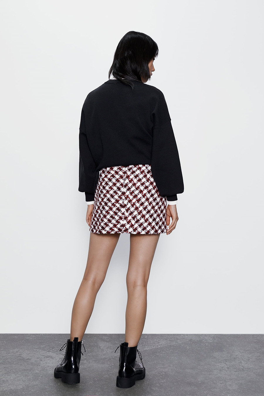 Fashion Lattice Tweed Mini Skirt,Skirts