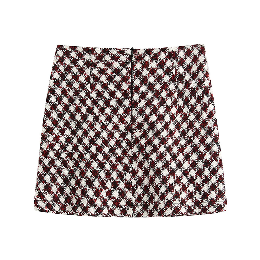 Fashion Lattice Tweed Mini Skirt,Skirts