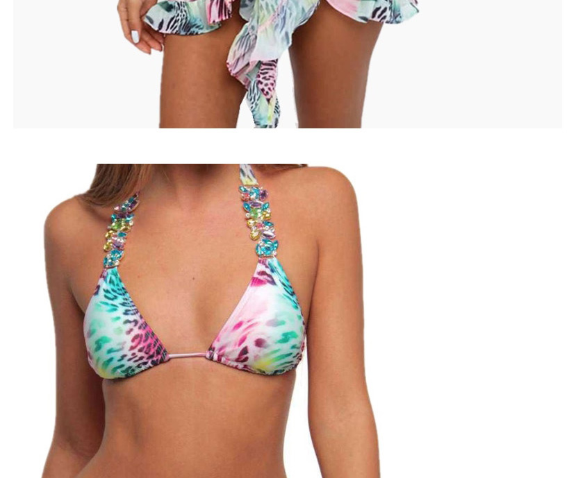 Fashion Color Crystal Diamond Print Lace Up Swimsuit,Bikini Sets