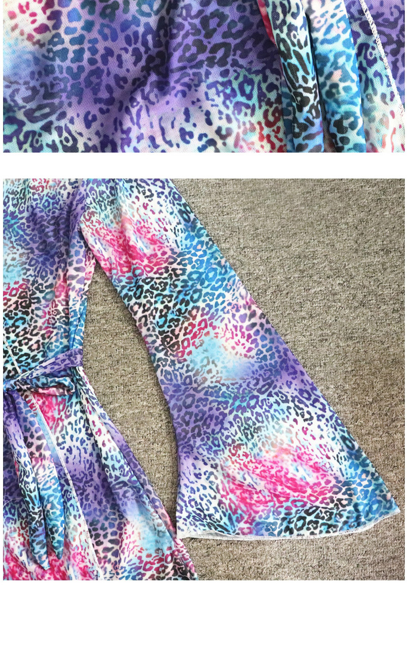 Fashion Leopard Print Leopard Print Backless Crystal Diamond Tie Band Split Swimsuit,Bikini Sets