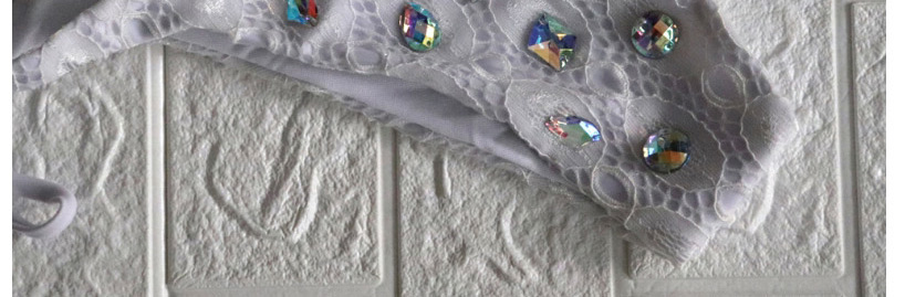 Fashion White Lace Strap Backless Crystal Diamond Tie Strap Split Swimsuit,Bikini Sets