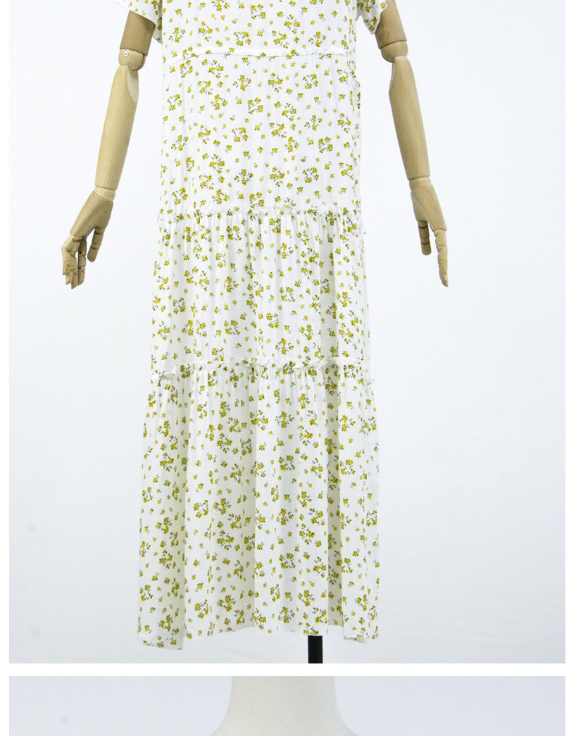 Fashion White Ruffled Floral V-neck Patchwork Split Maxi Dress,Long Dress