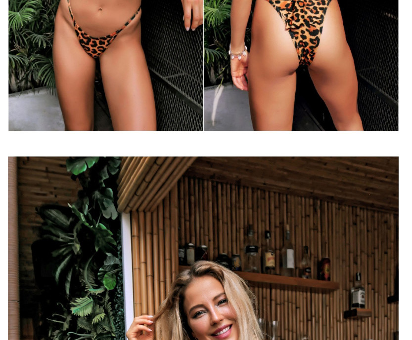 Fashion Leopard Print Leopard Print Bandage Split Split Swimsuit,Bikini Sets