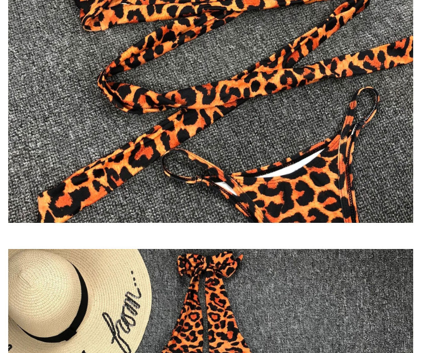Fashion Leopard Print Leopard Print Bandage Split Split Swimsuit,Bikini Sets