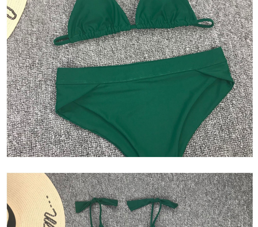 Fashion Green High Waist Split Swimsuit With Bow Straps,Bikini Sets