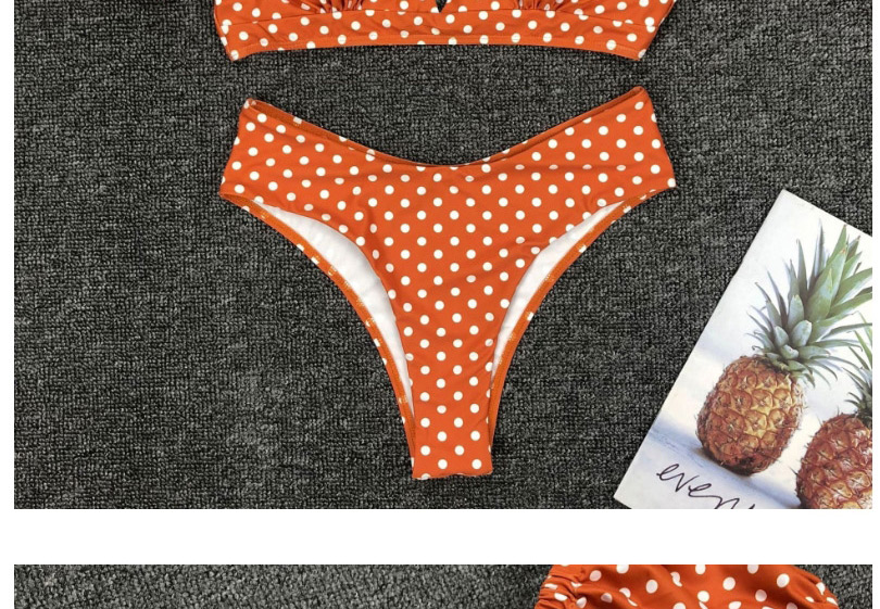 Fashion Orange Puff Sleeve V-neck Split Swimsuit,Swimwear Sets