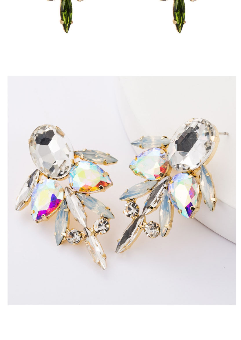 Fashion White Multilayer Alloy Earrings With Glass And Diamonds,Stud Earrings