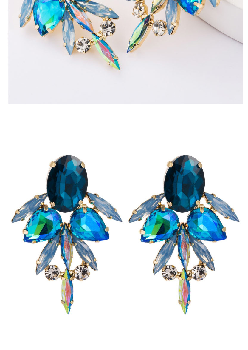 Fashion Blue Multilayer Alloy Earrings With Glass And Diamonds,Stud Earrings
