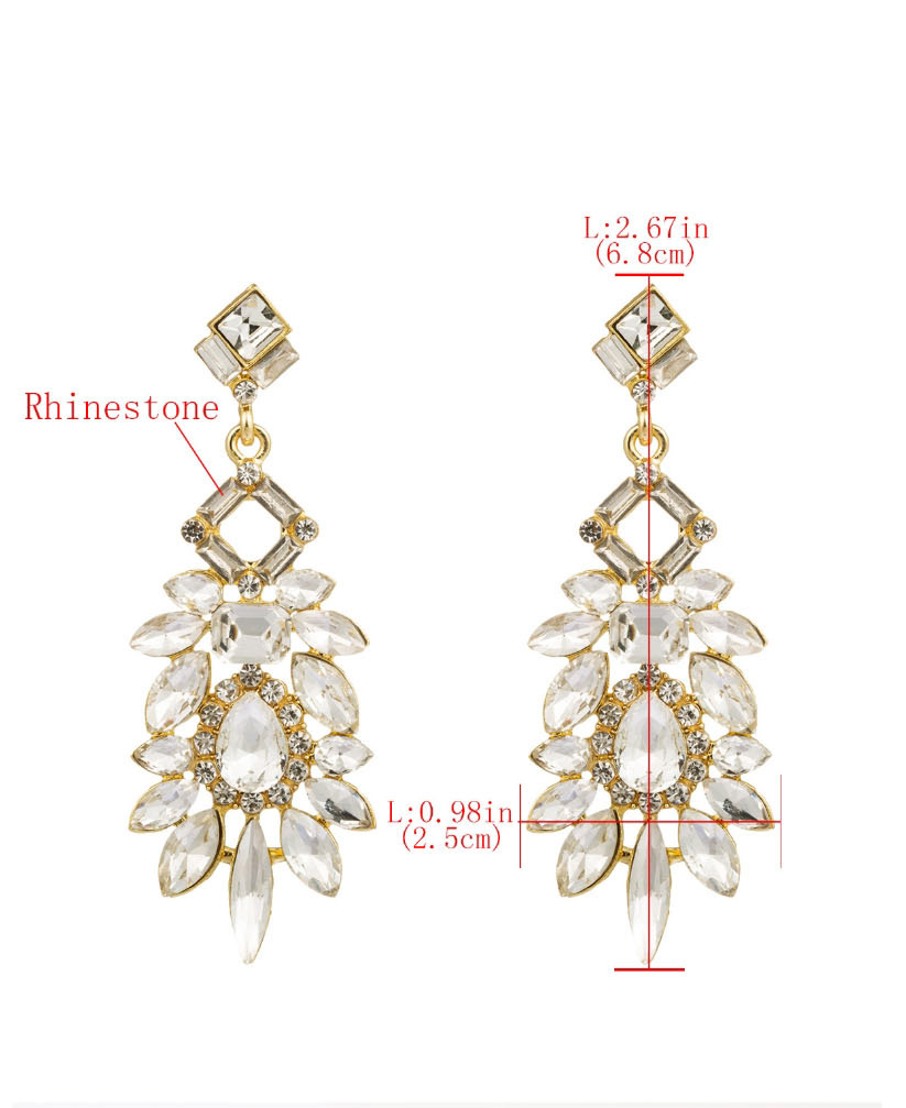 Fashion White Alloy Diamond Geometrical Pierced Earrings,Drop Earrings
