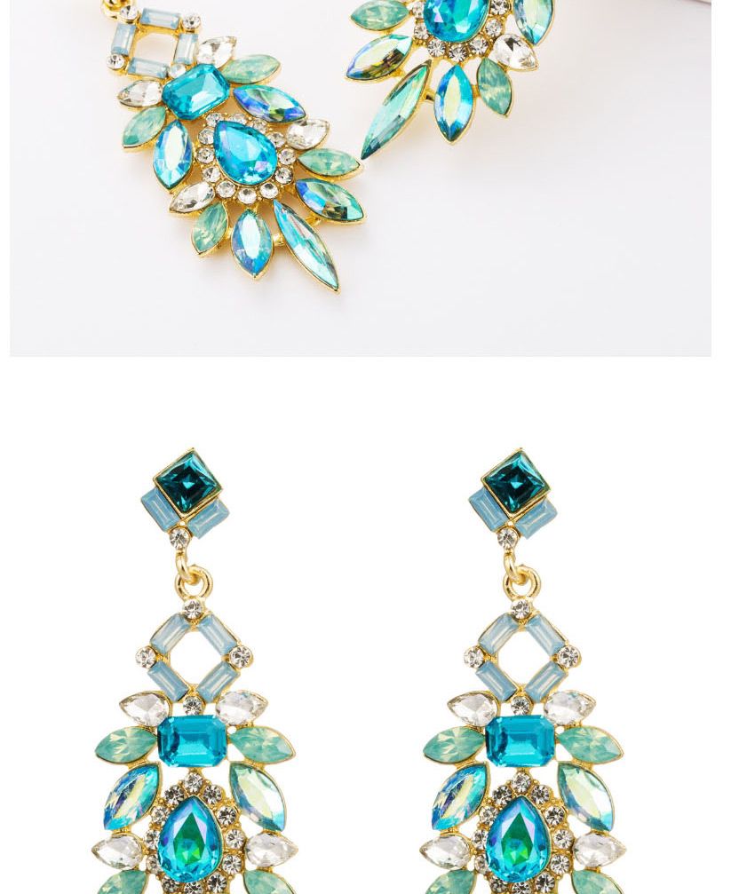 Fashion Blue Alloy Diamond Geometrical Pierced Earrings,Drop Earrings