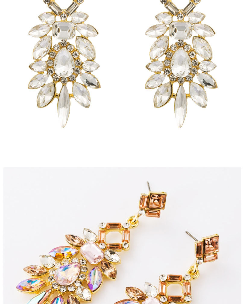 Fashion White Alloy Diamond Geometrical Pierced Earrings,Drop Earrings