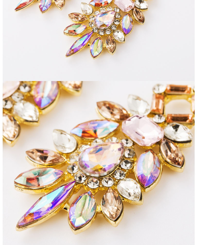 Fashion Pink Alloy Diamond Geometrical Pierced Earrings,Drop Earrings