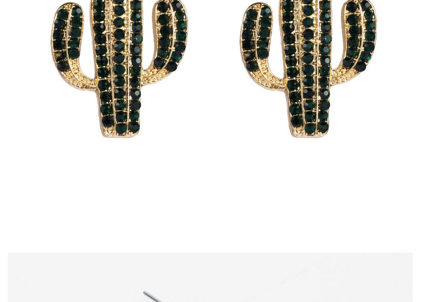 Fashion Black Alloy Diamond Cactus Pearl Stud Earrings,Drop Earrings