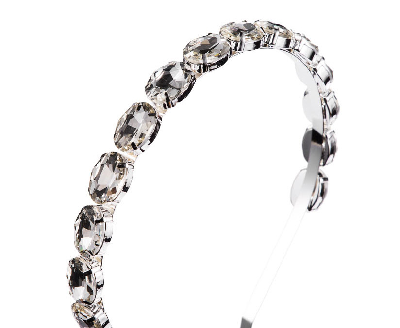 Fashion Silver Single Row Oval Headband With Alloy Diamonds,Head Band