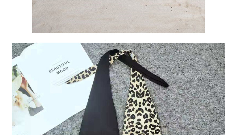 Fashion Black Print Contrast Deep Leopard Print Stitching One-piece Swimsuit,One Pieces
