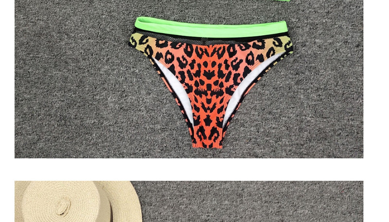 Fashion Orange Leopard Leopard-patterned High-waist Split Swimsuit,Bikini Sets