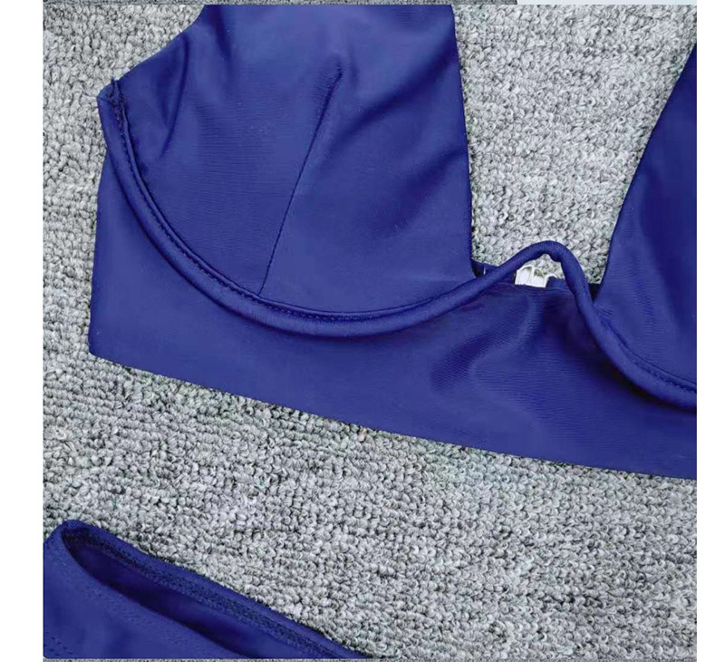 Fashion Tibetan Blue Underwire Split Waist Swimsuit,One Pieces
