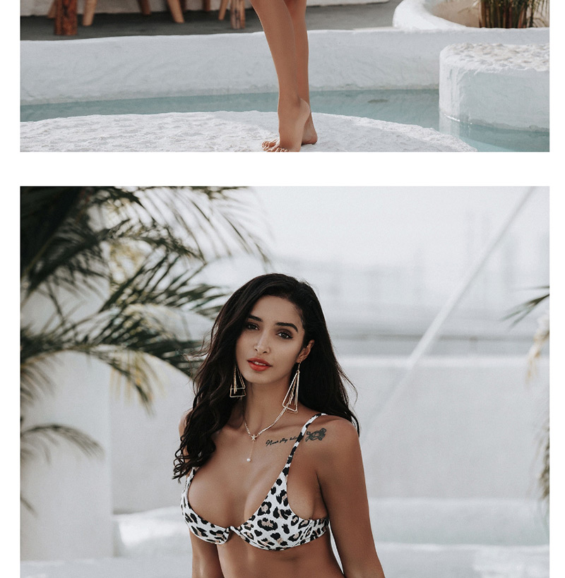 Fashion Leopard Print Sling Leopard Stitching Low Waist Split Swimsuit,Bikini Sets