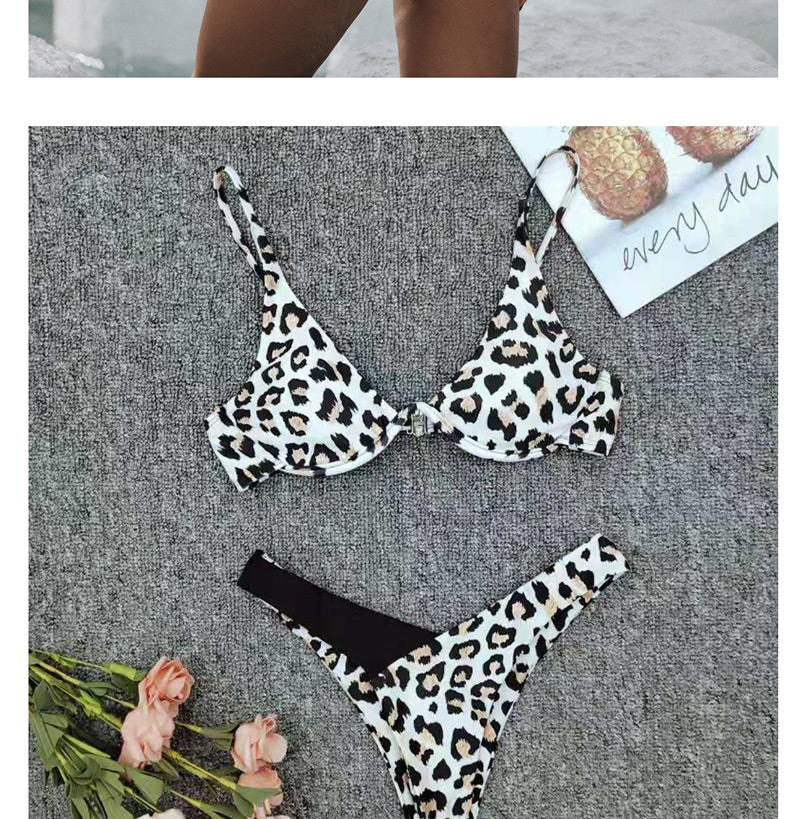 Fashion Leopard Print Sling Leopard Stitching Low Waist Split Swimsuit,Bikini Sets