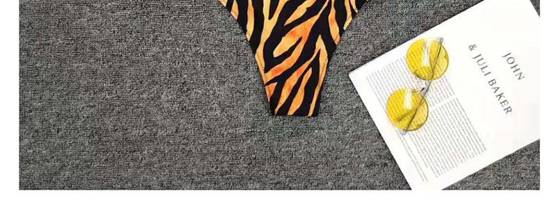 Fashion Yellow Print Printed Hard Pack Gathered Tie Strap Split Swimsuit,Bikini Sets