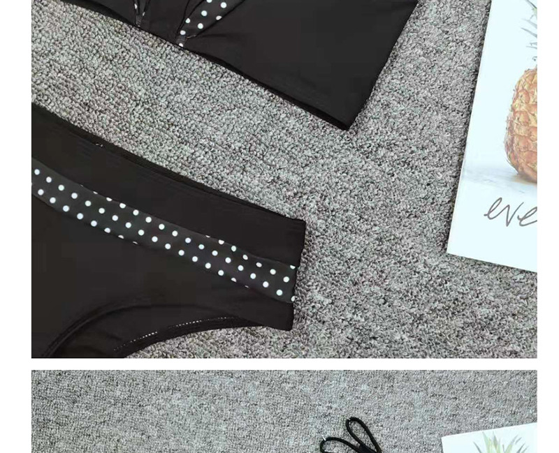 Fashion Black Polka-dot Printed Patchwork Band Sling Split Swimsuit,Bikini Sets