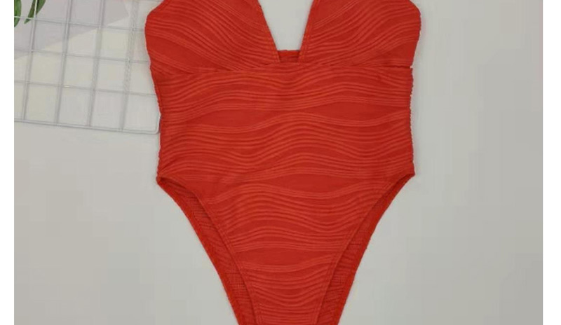 Fashion Orange Red Striped Tie-tie Lace One-piece Swimsuit,One Pieces