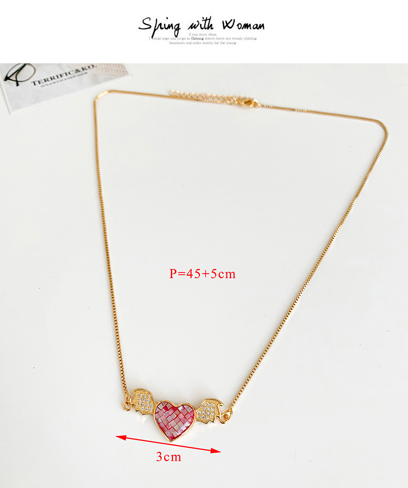 Fashion Golden Cubic Zircon Heart Wing Necklace,Necklaces