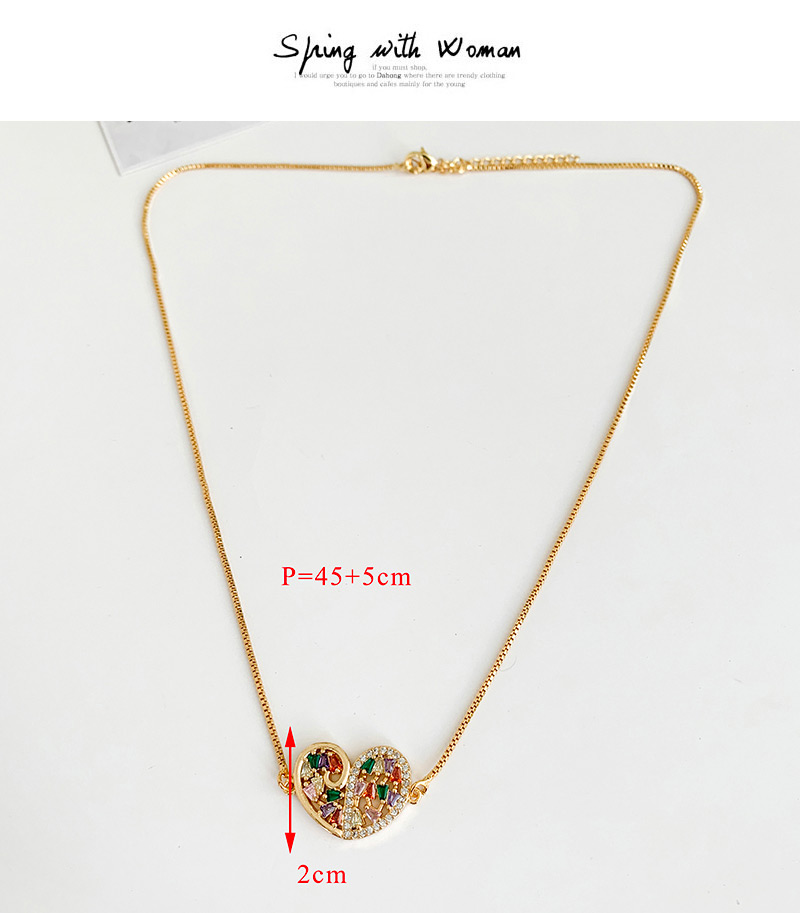 Fashion Golden Cubic Zirconia Hollow Love Necklace,Necklaces