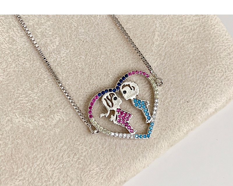 Fashion Rose Gold Cubic Zirconia Hollow Couple Boy Girl Necklace,Necklaces
