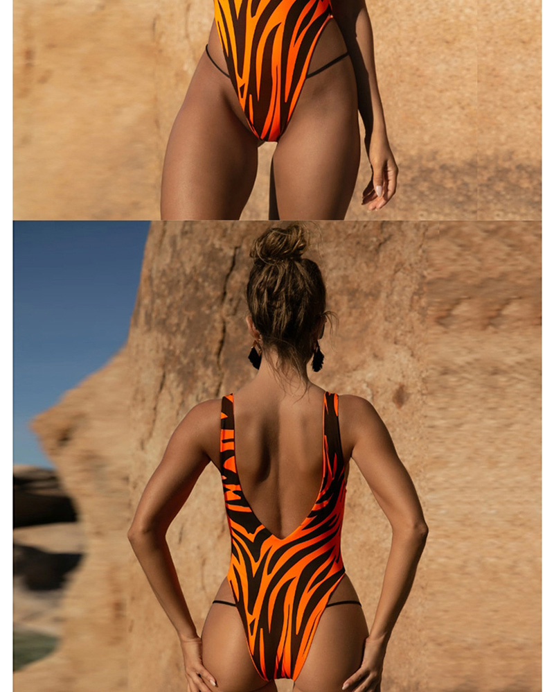 Fashion Orange Covered Backless Printed One-piece Swimsuit,One Pieces