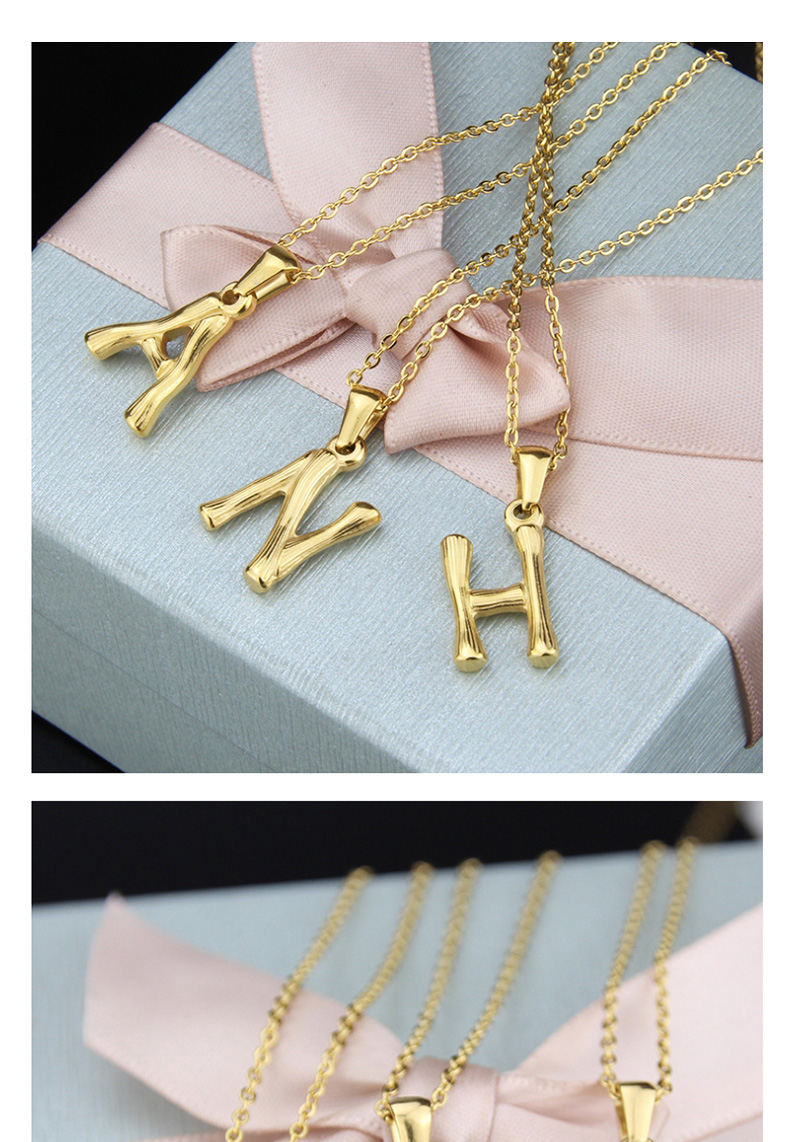Fashion P Golden Antique Knotted Letter Stainless Steel Necklace,Necklaces