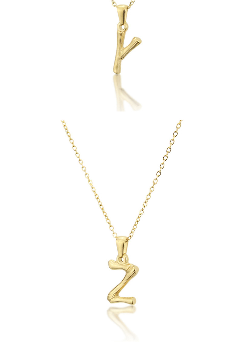 Fashion Z Golden Antique Knotted Letter Stainless Steel Necklace,Necklaces