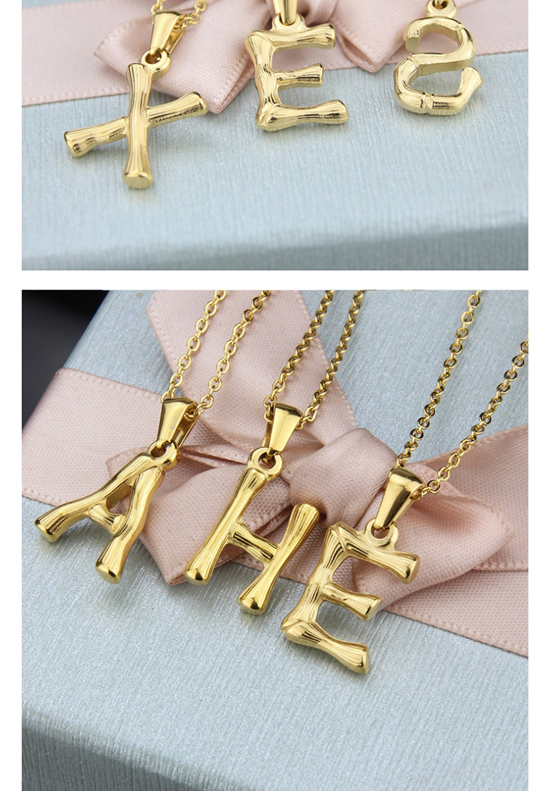 Fashion G Golden Antique Knotted Letter Stainless Steel Necklace,Necklaces