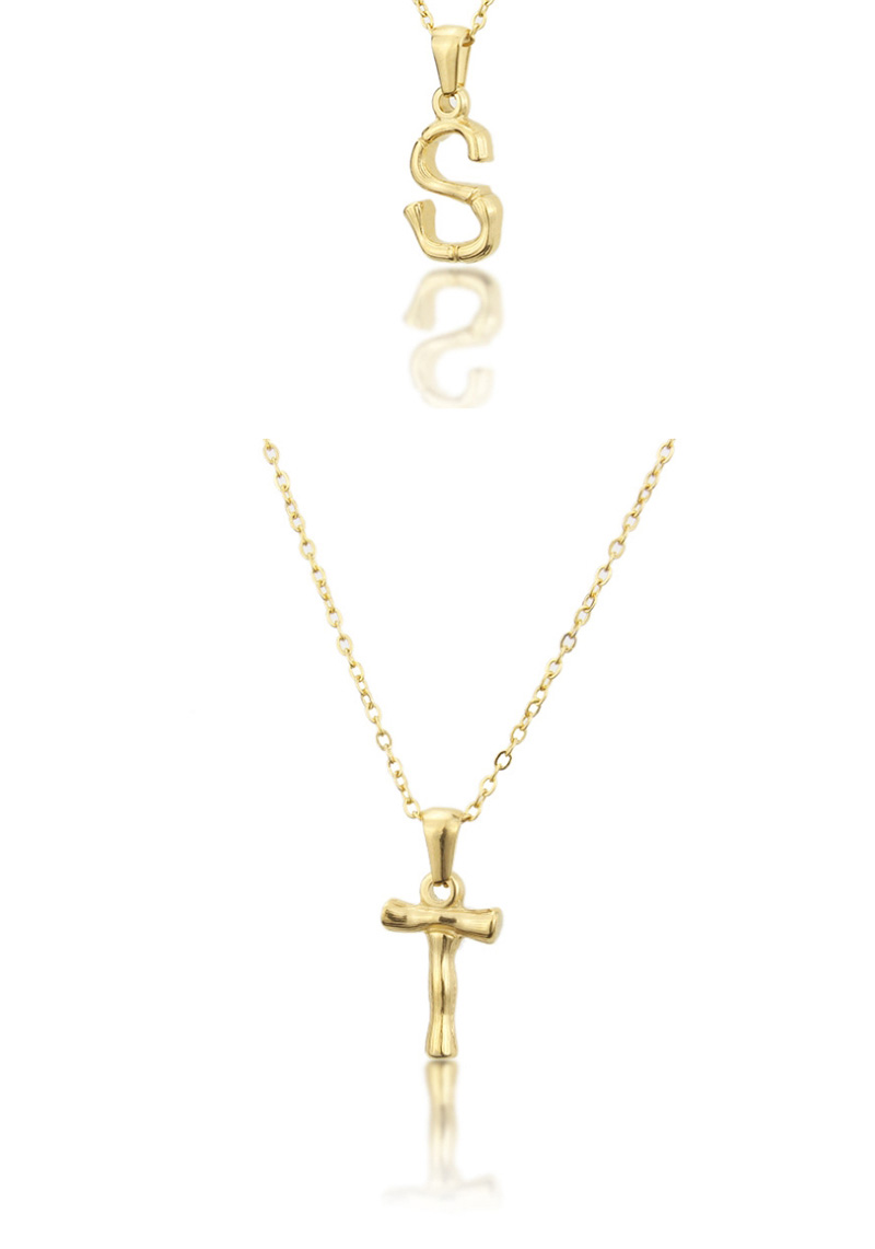 Fashion B Golden Antique Knotted Letter Stainless Steel Necklace,Necklaces