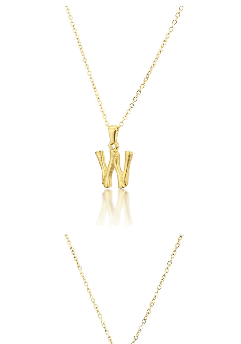 Fashion V Golden Antique Knotted Letter Stainless Steel Necklace,Necklaces