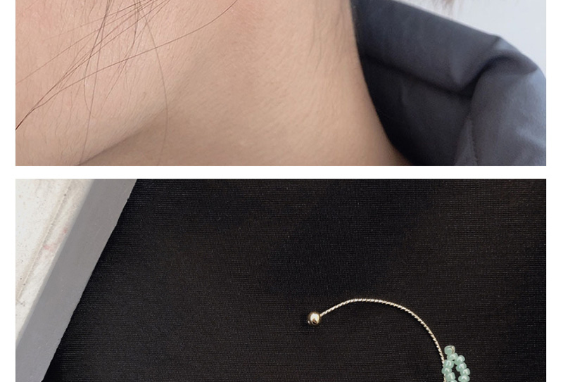 Fashion Jiaobai Single (left Ear) Rice Beads Woven Leaf Pearl Ear Pierced Ear Clips,Clip & Cuff Earrings