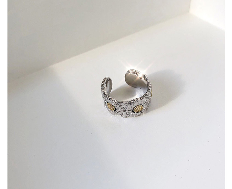 Fashion Rose Gold Alloy Diamond Small Daisy Wide Edge Adjustable Split Ring,Fashion Rings