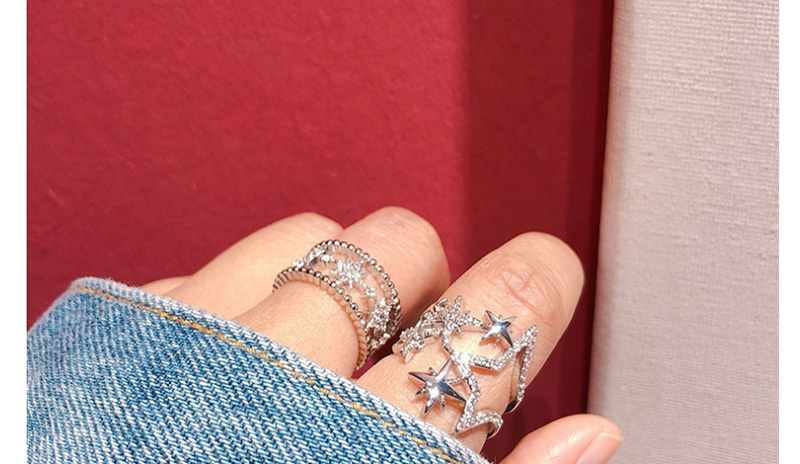 Fashion Silver Star-studded Wide-open Knit Ring With Diamonds,Fashion Rings