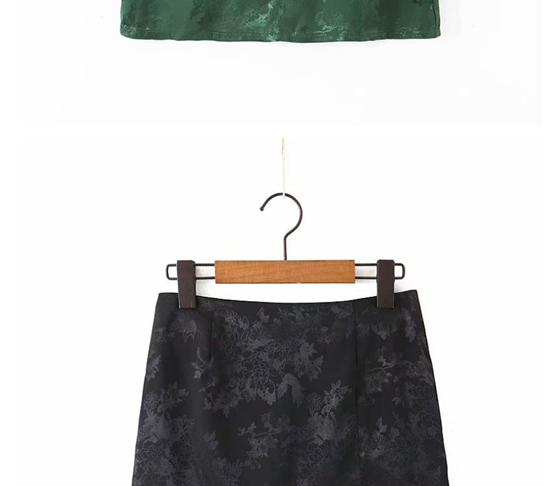 Fashion Black Jacquard Satin Split Skirt,Skirts