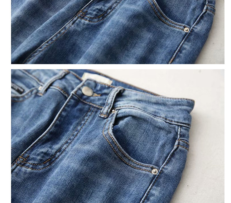 Fashion Denim Blue Washed Stretch-harem Denim Trousers,One Pieces