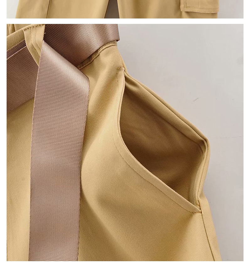 Fashion Khaki Letter Print Pockets With Belt Overalls,Pants