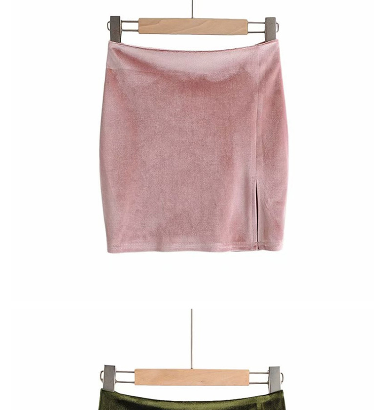 Fashion Pink Velvet Bag Hip Side Slit Skirt,Skirts