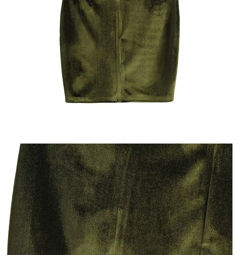 Fashion Green Velvet Bag Hip Side Slit Skirt,Skirts