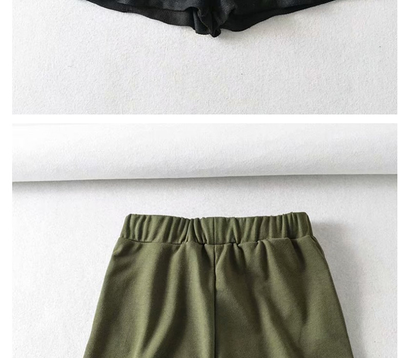 Fashion Green Sports Short Lace-up Rolled Shorts,Shorts
