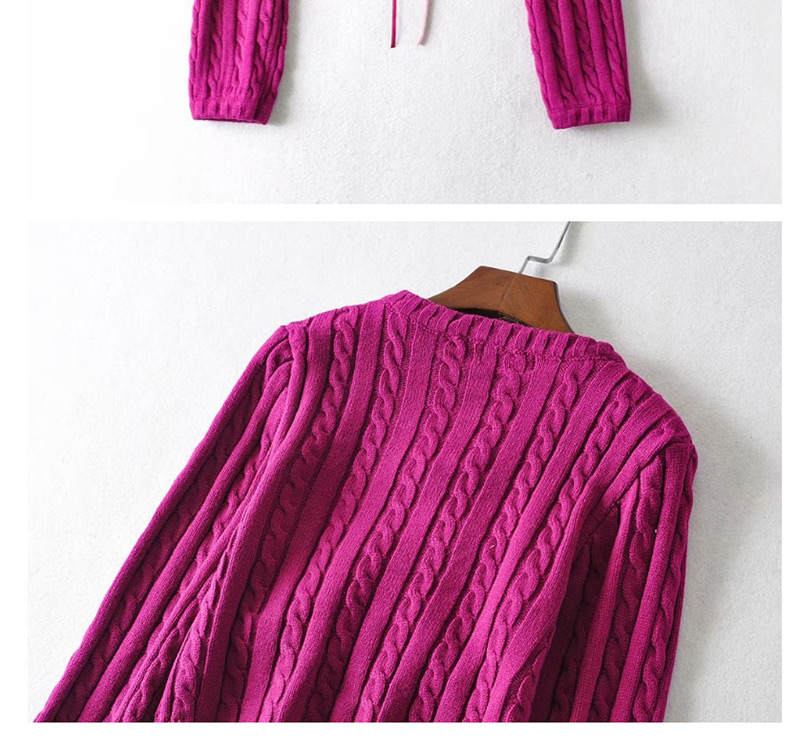 Fashion Purple Front Drawstring V-neck Pullover Short Sleeve Sweater,Sweater
