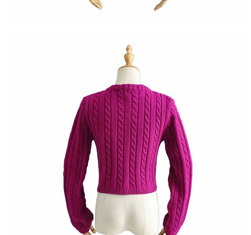 Fashion Purple Front Drawstring V-neck Pullover Short Sleeve Sweater,Sweater