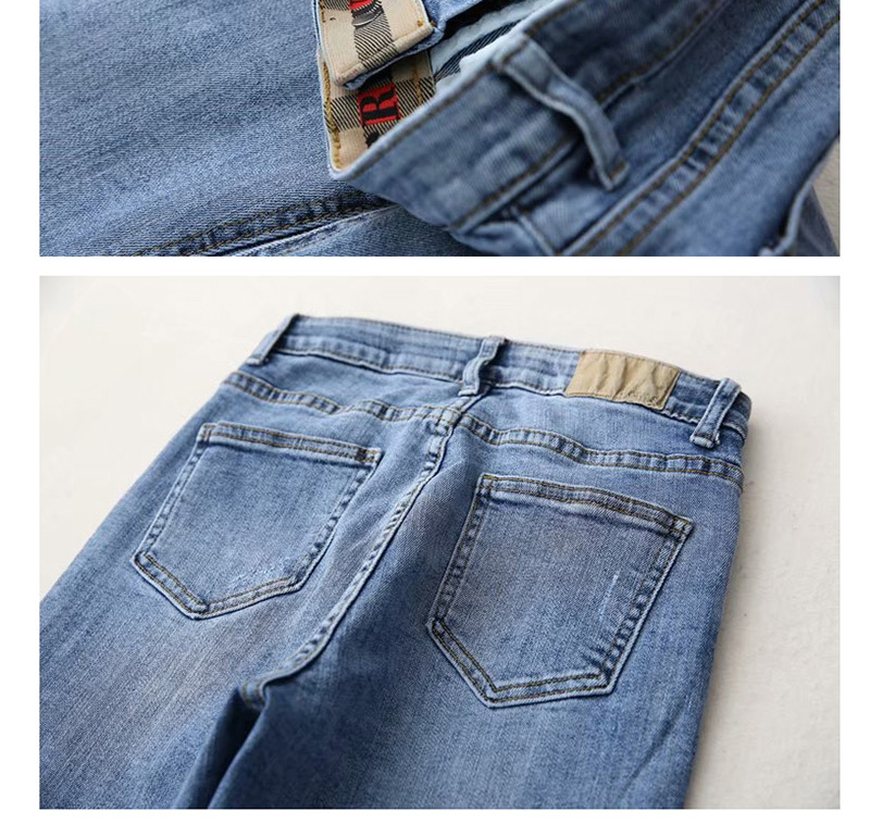 Fashion Denim Blue Ripped Washed Small Jeans,One Pieces